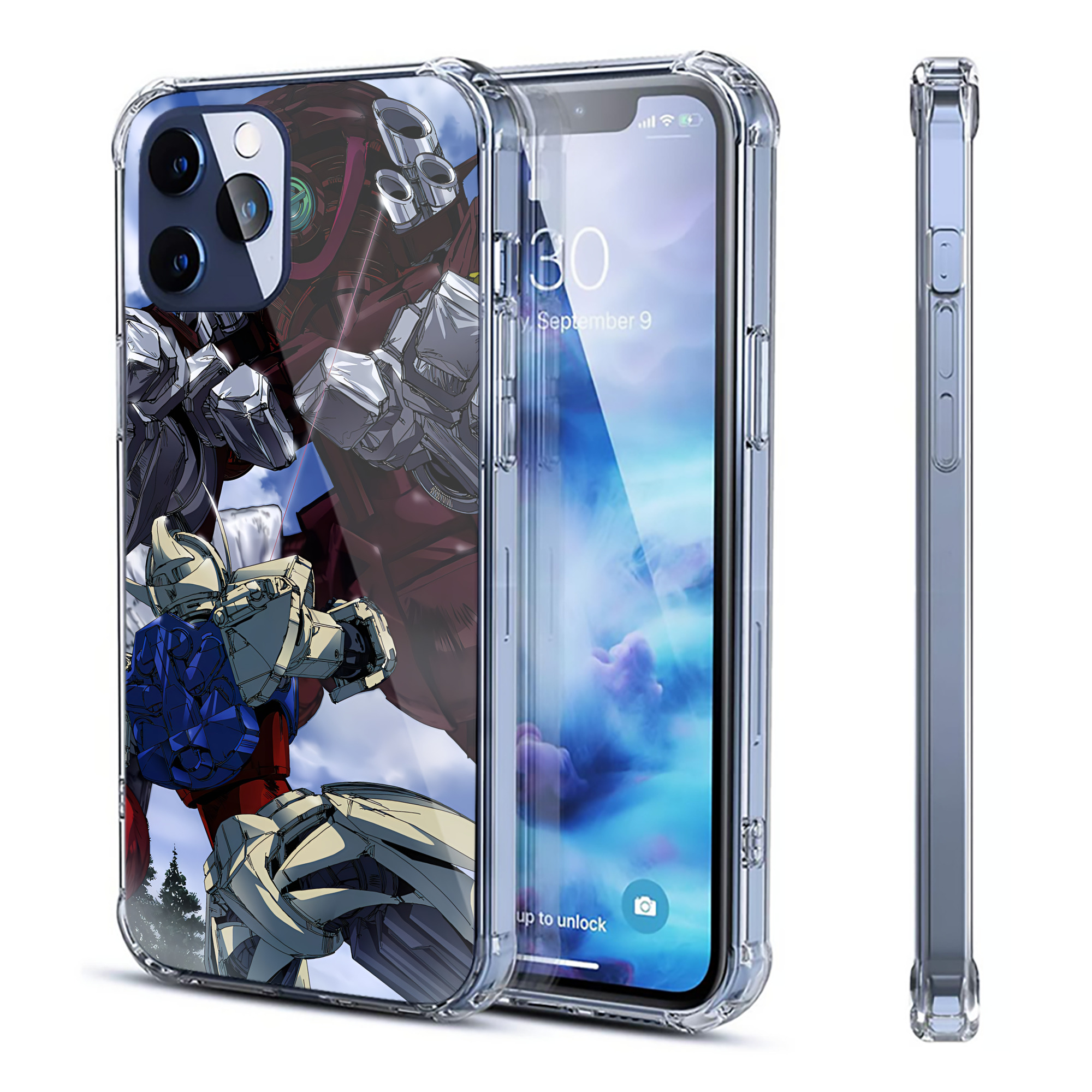 （画像用） 機動戦士ガンダム Mobile Suit Gundam 【iPhone 12シリーズ対応】透明スマホケース（クリアソフトケース）